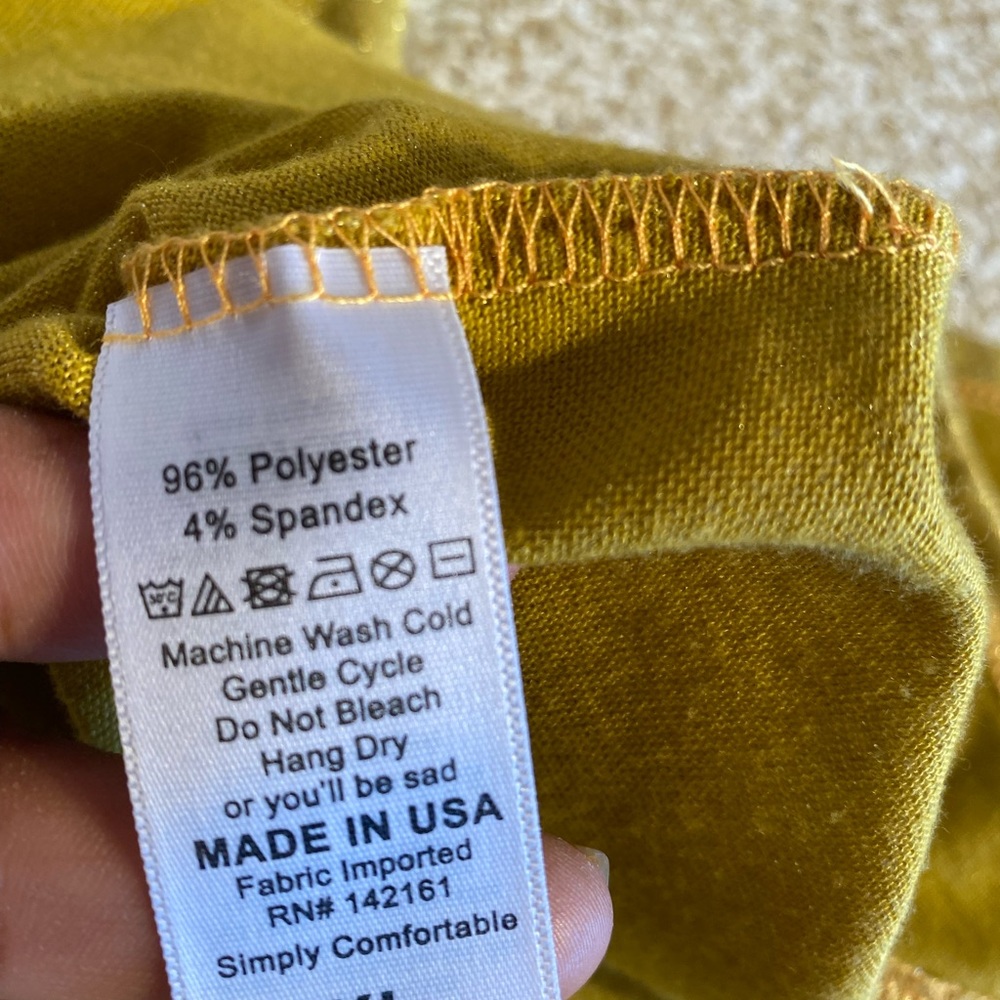 LulaRoe metallic yellow tunic dress top - Picture 6 of 7